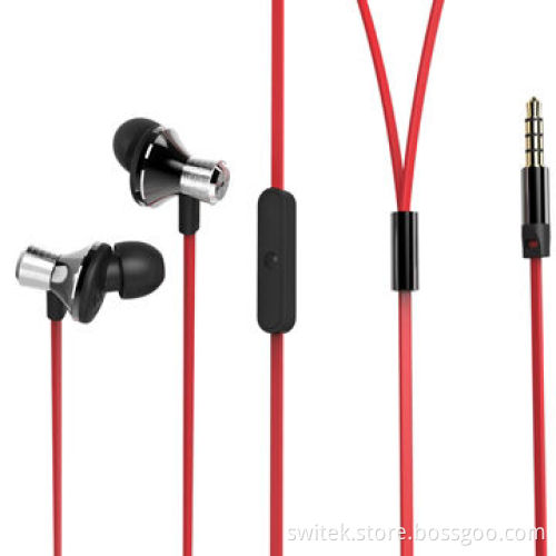 Metal In-ear Earphones for Mobile Phones, Super Bass 13mm, Drive Units, Various Colors, Flat Cable